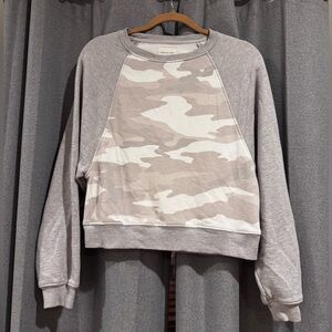 American Eagle Outfitters Gray Camo Crewneck Sweater